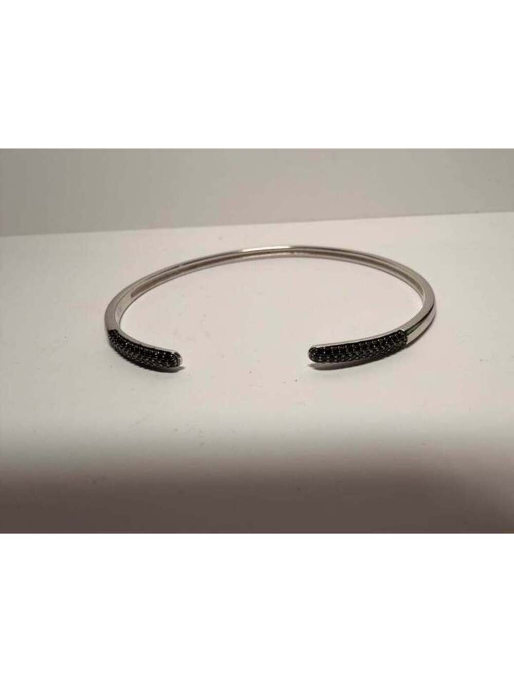 BBJ Sterling Silver Black Sapphire Cuff Bracelet (Adjustable)